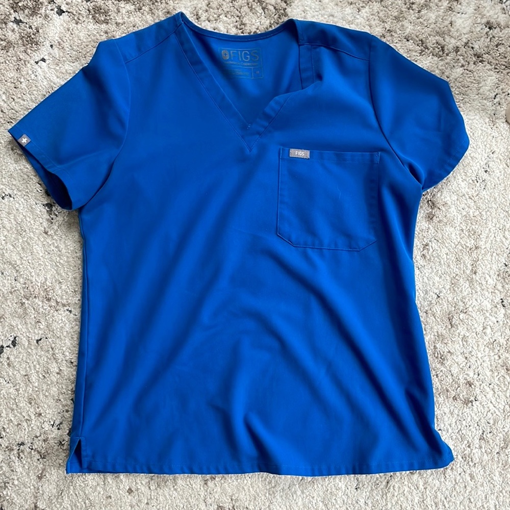Figs royal blue scrub top
